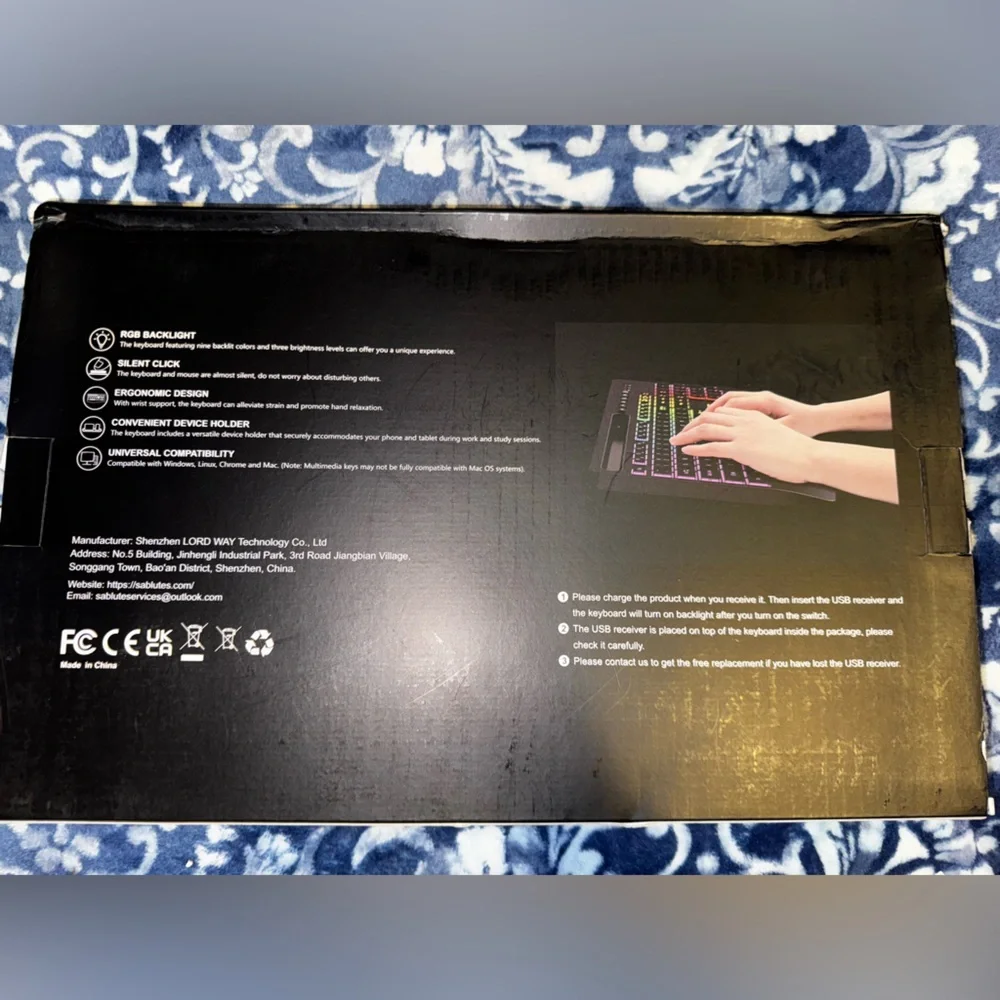 Wireless backlit keyboard and mouse black new in box